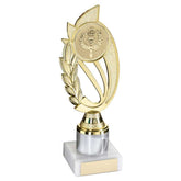 GOLD/WHITE PLASTIC 'LAUREL' HOLDER ASSEMBLED ON MARBLE (2" CEN/1" TUBE) - 8in
